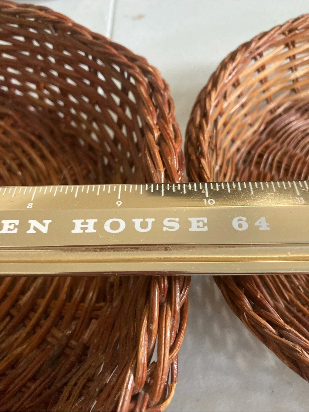 Woven Rattan Serving Basket Country Wall Decor dark Brown Finish